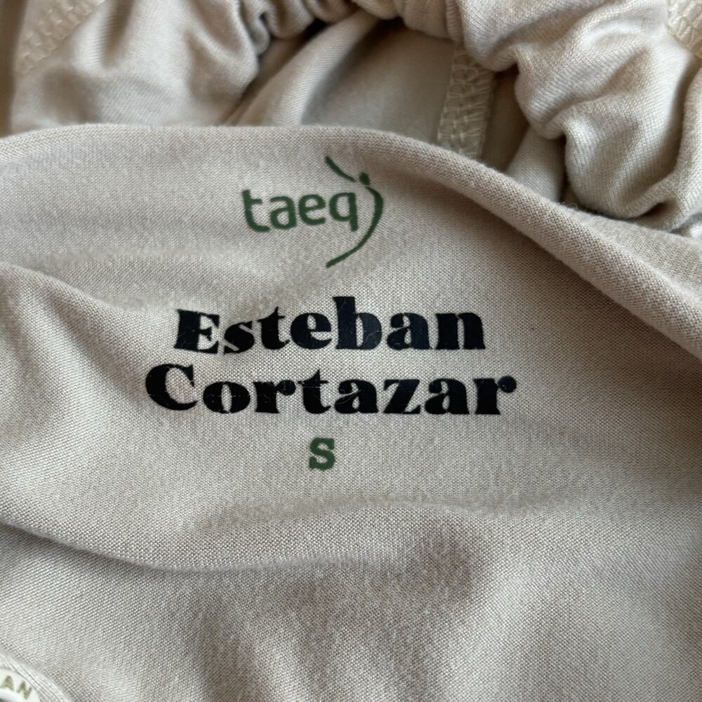 Taeq Esteban Cortazar Womens‎ Shirt Small Tan Activewear Hooded Comfort Stretch - Picture 2 of 10